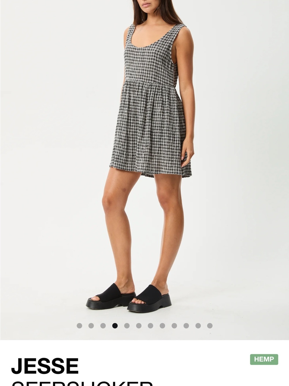Jesse Houndstooth Scoop Neck Mini Dress - Blue & White